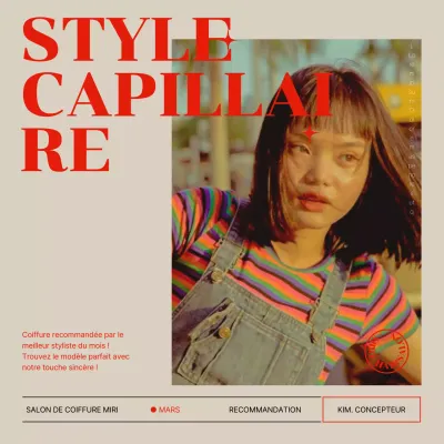 Promouvoir des recommandations de coiffures modernes en beige et rouge