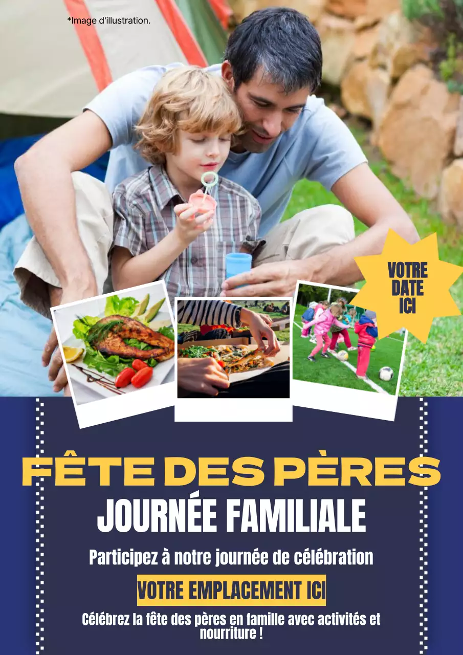Publicité pour l'événement de la fête des pères, tendance marine et jaune