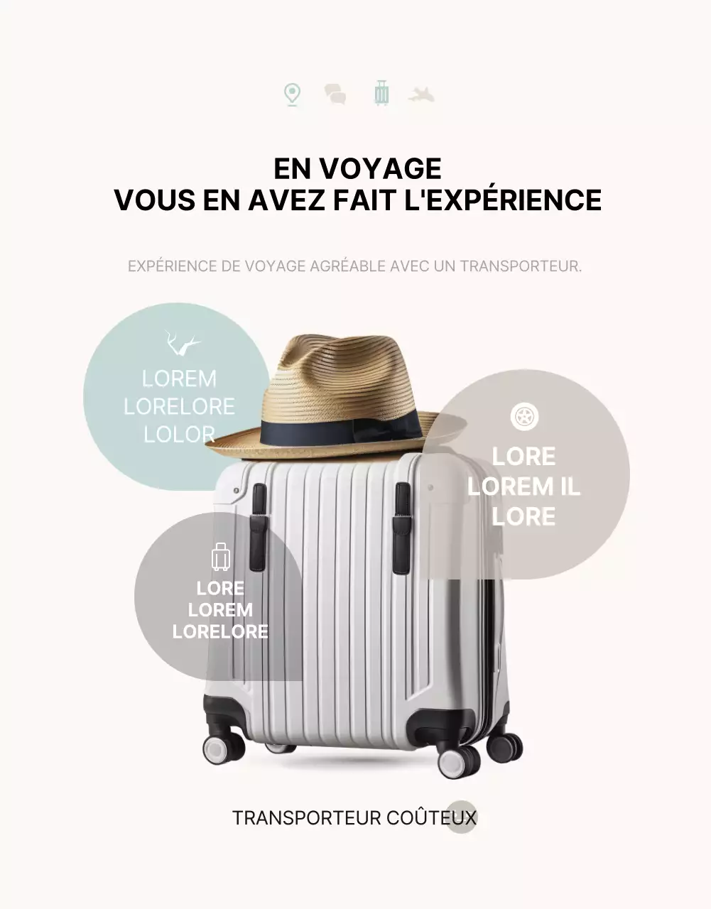 Promouvoir un produit de transport simple en menthe et ivoire