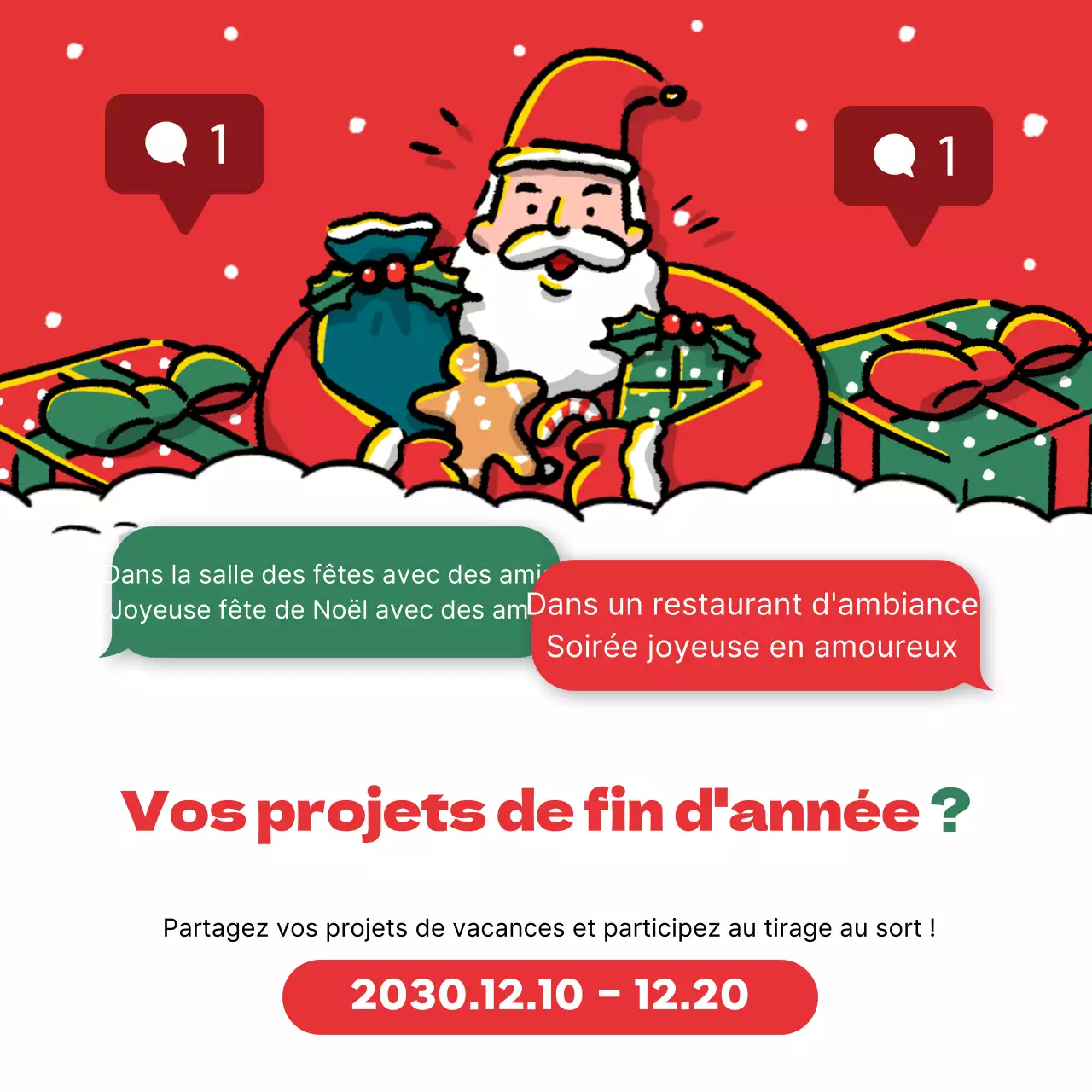 Promouvoir un modèle de Noël rouge et vert