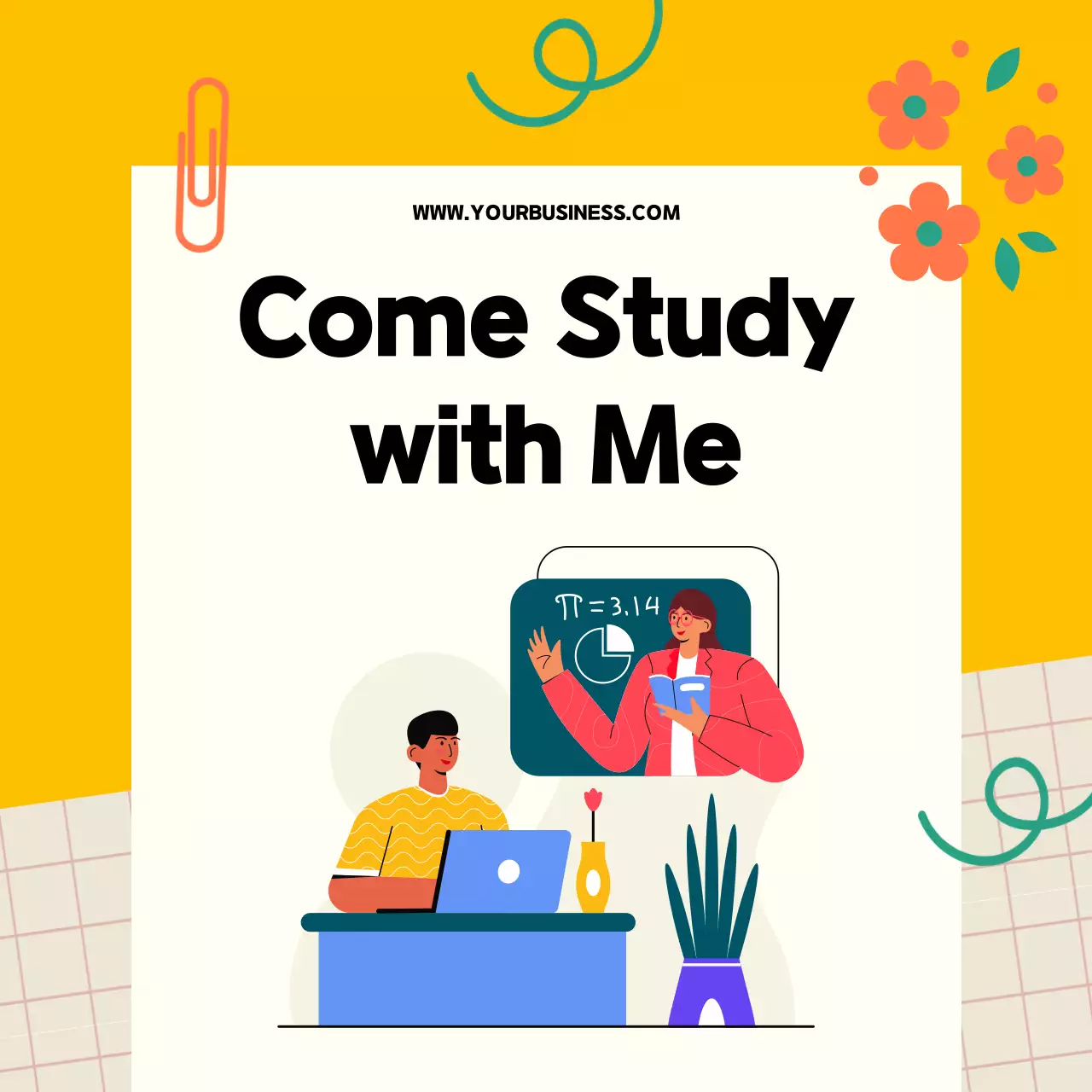 Yellow Modern Study Announcement Social Media Post