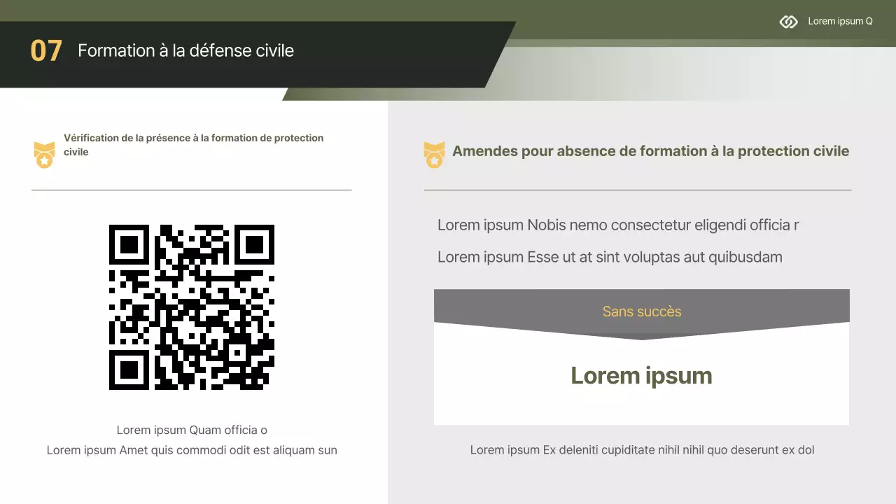 Matériel moderne de formation à la protection civile en jaune et kaki