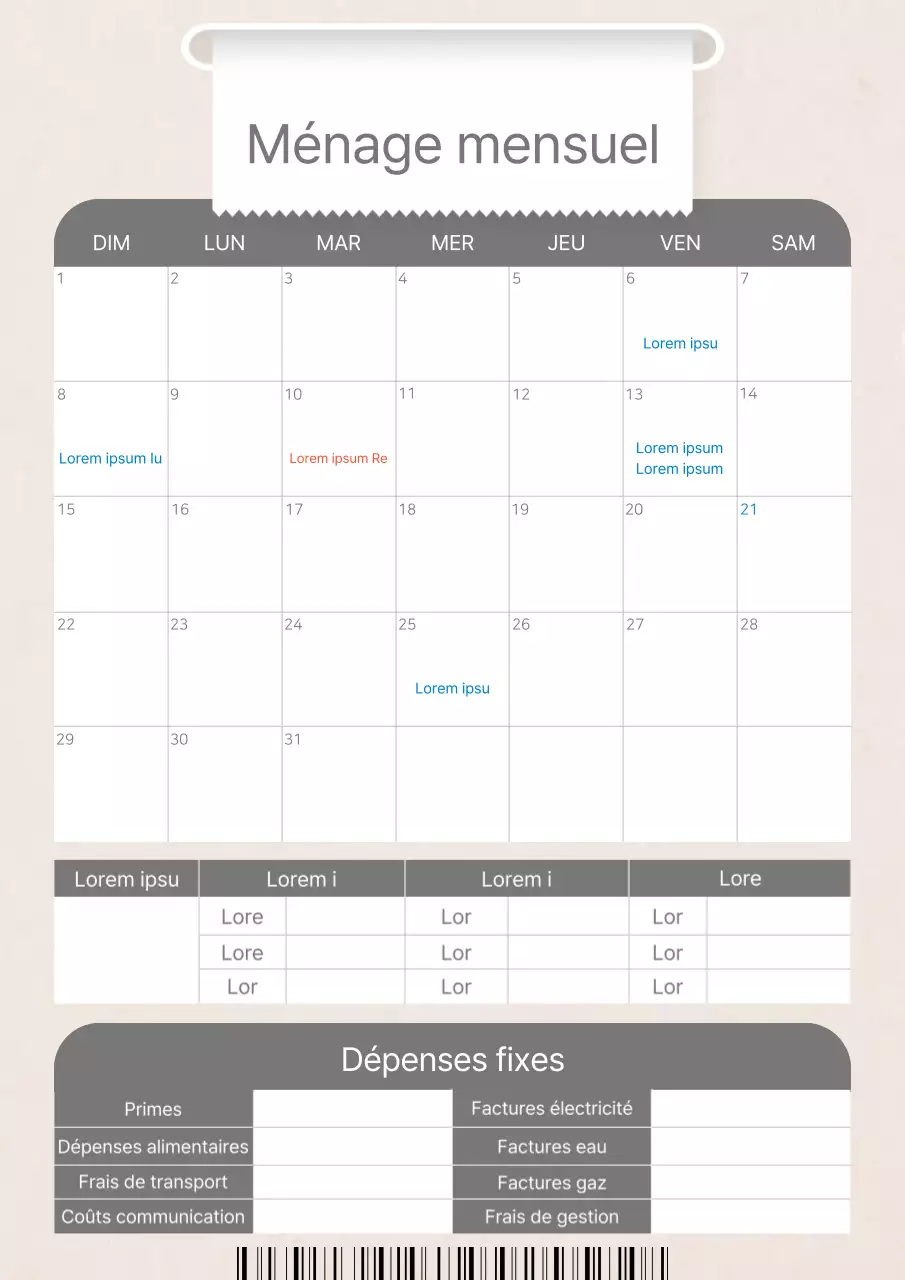 Un planificateur de budget ménager kitsch rose et gris