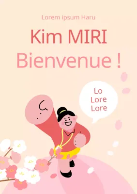 Un joli message de bienvenue au travail en rose et ivoire