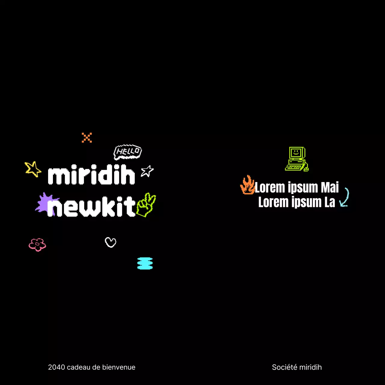 Kit de bienvenue avec un concept pixel art branché