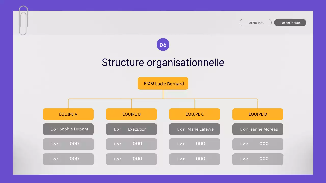 Un simple rapport d'activité d'un employé de bureau en violet et jaune
