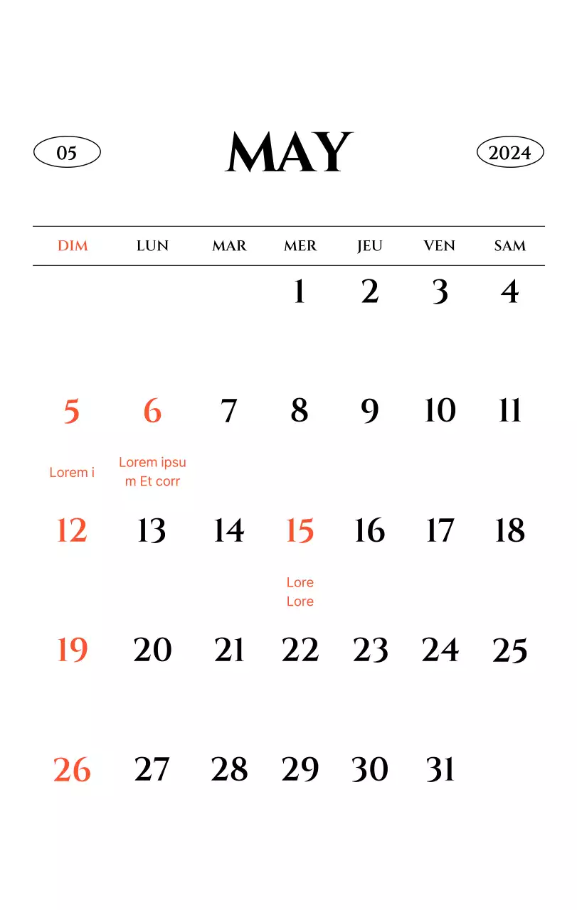 Calendrier mural de style simple avec concept de photographie de voyage émotionnelle en noir et blanc