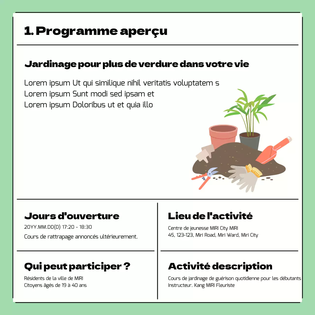 Présentation des activités du centre de jeunesse de Minty