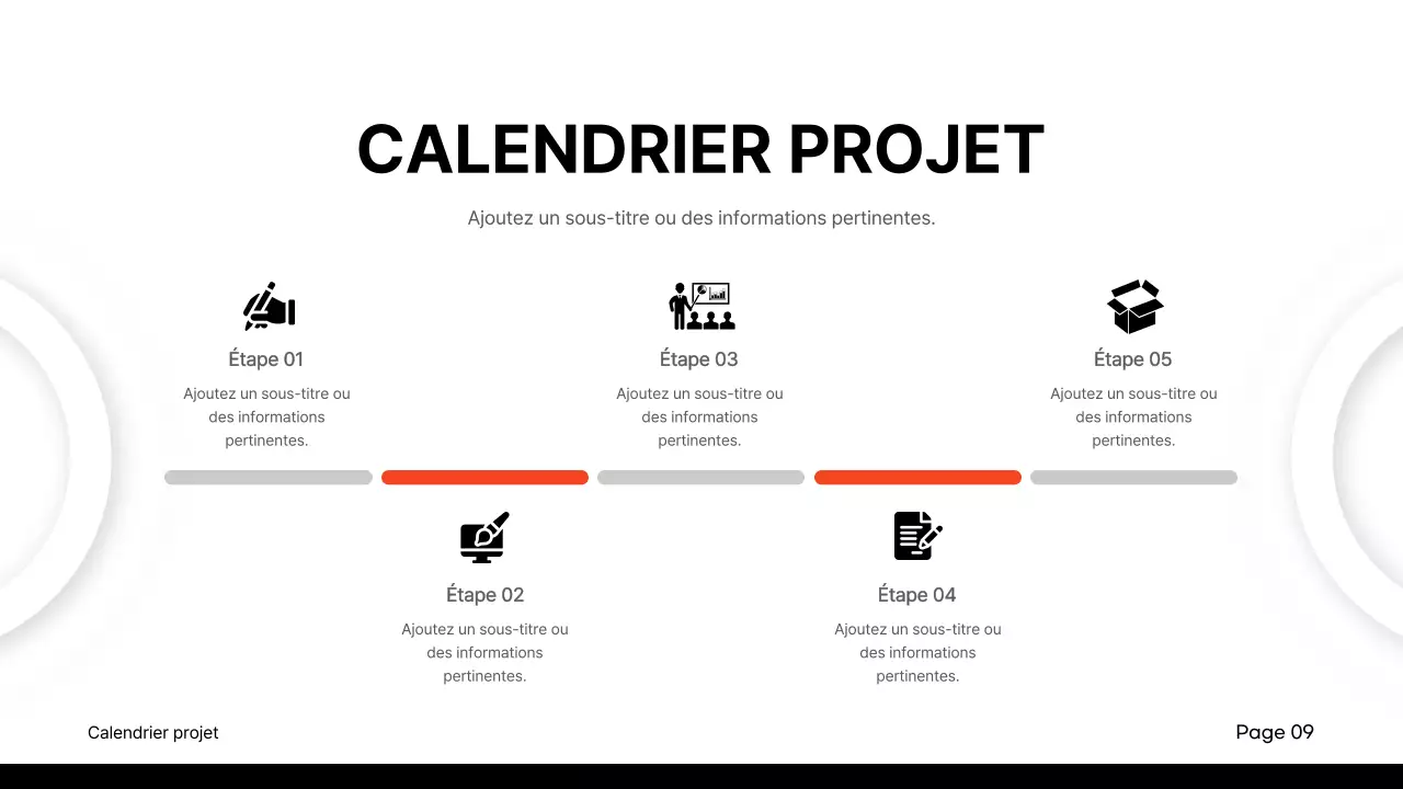 Matériel de rapport d'activité classique noir et rouge