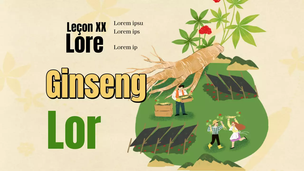 Un plan simple jaune et vert pour un festival local du ginseng