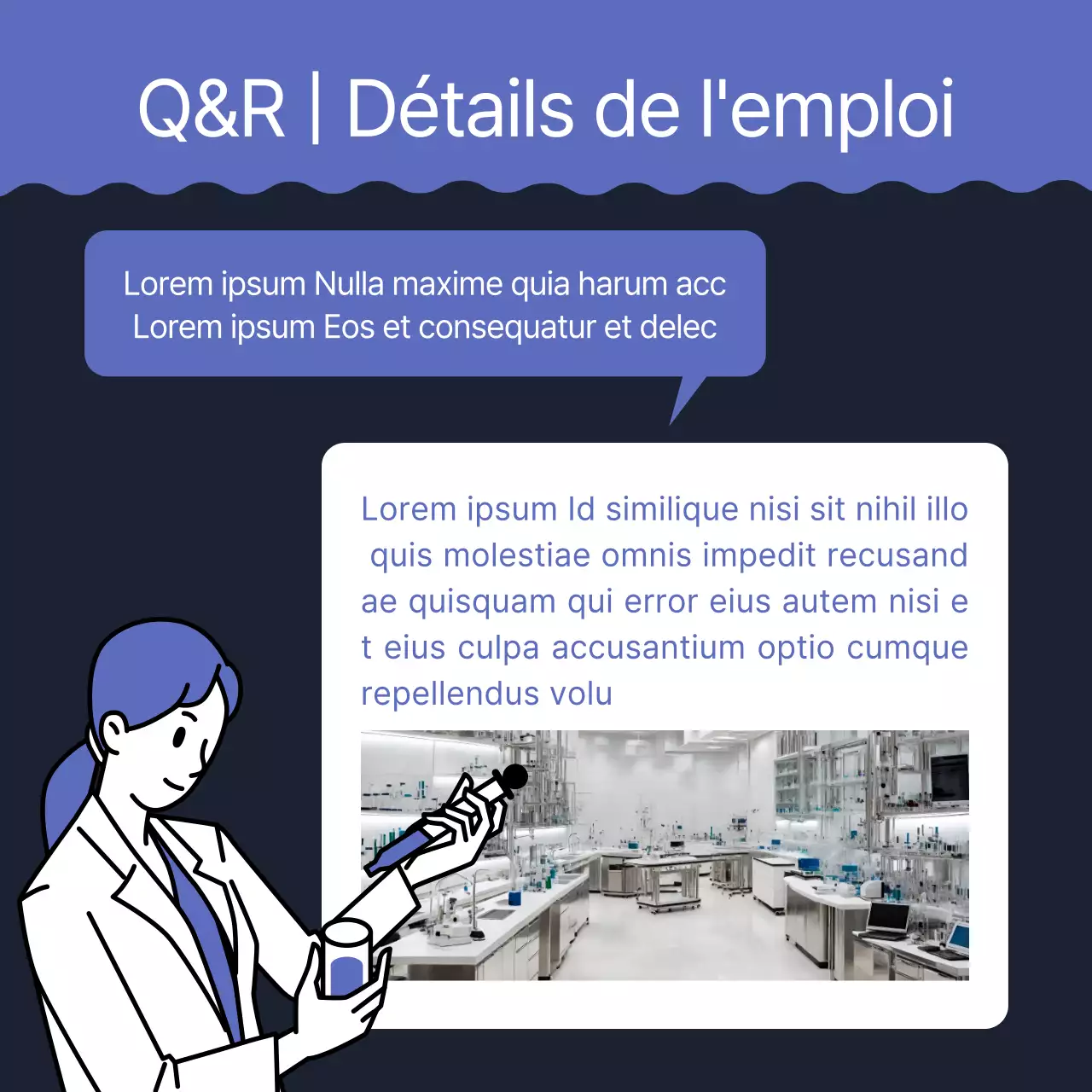 Une lettre de motivation simple, de couleur bleu marine, pour une demande d'emploi.