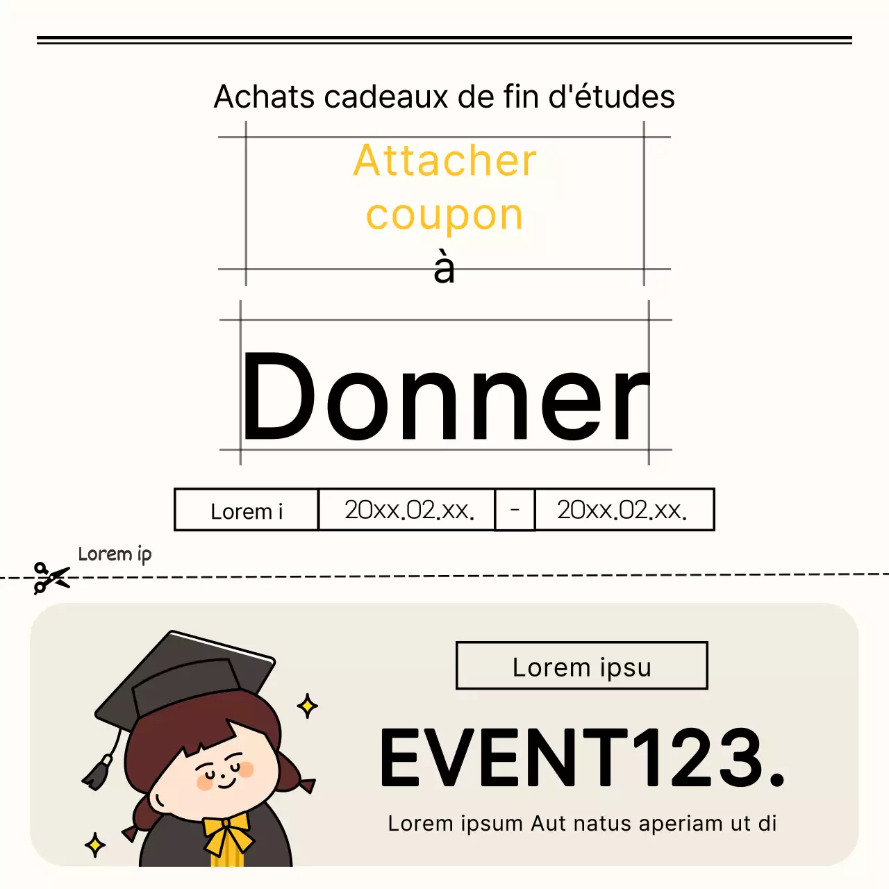 Promouvoir des cadeaux de fin d'études simples en noir et ivoire