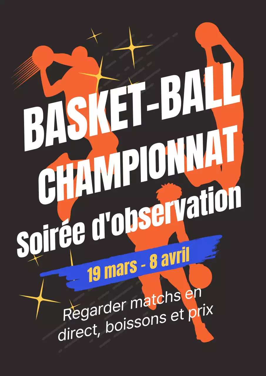 Recrutement de basket-ball orange et rétro