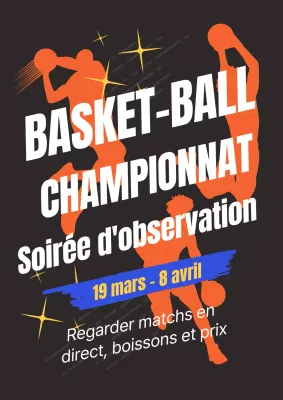 Recrutement de basket-ball orange et rétro