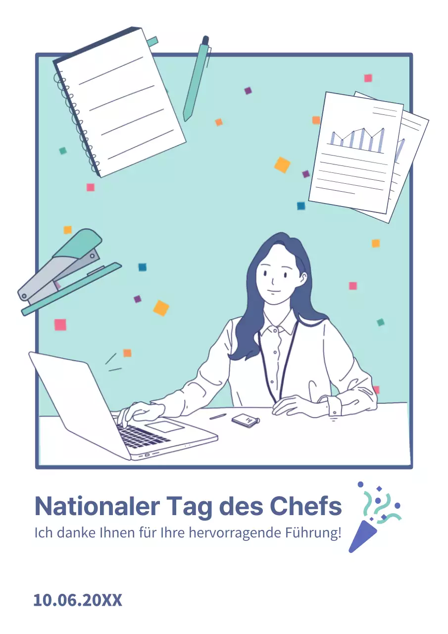 Weiße und mintfarbene Minimalwerbung für den National Boss Day