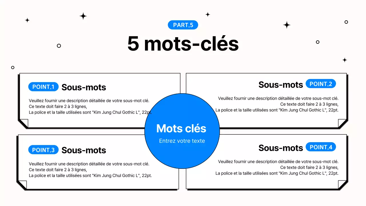 Présentation simple de travail de bureau en bleu et noir