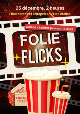 Invitation à la soirée cinéma pour un poisson d'avril en rouge et blanc