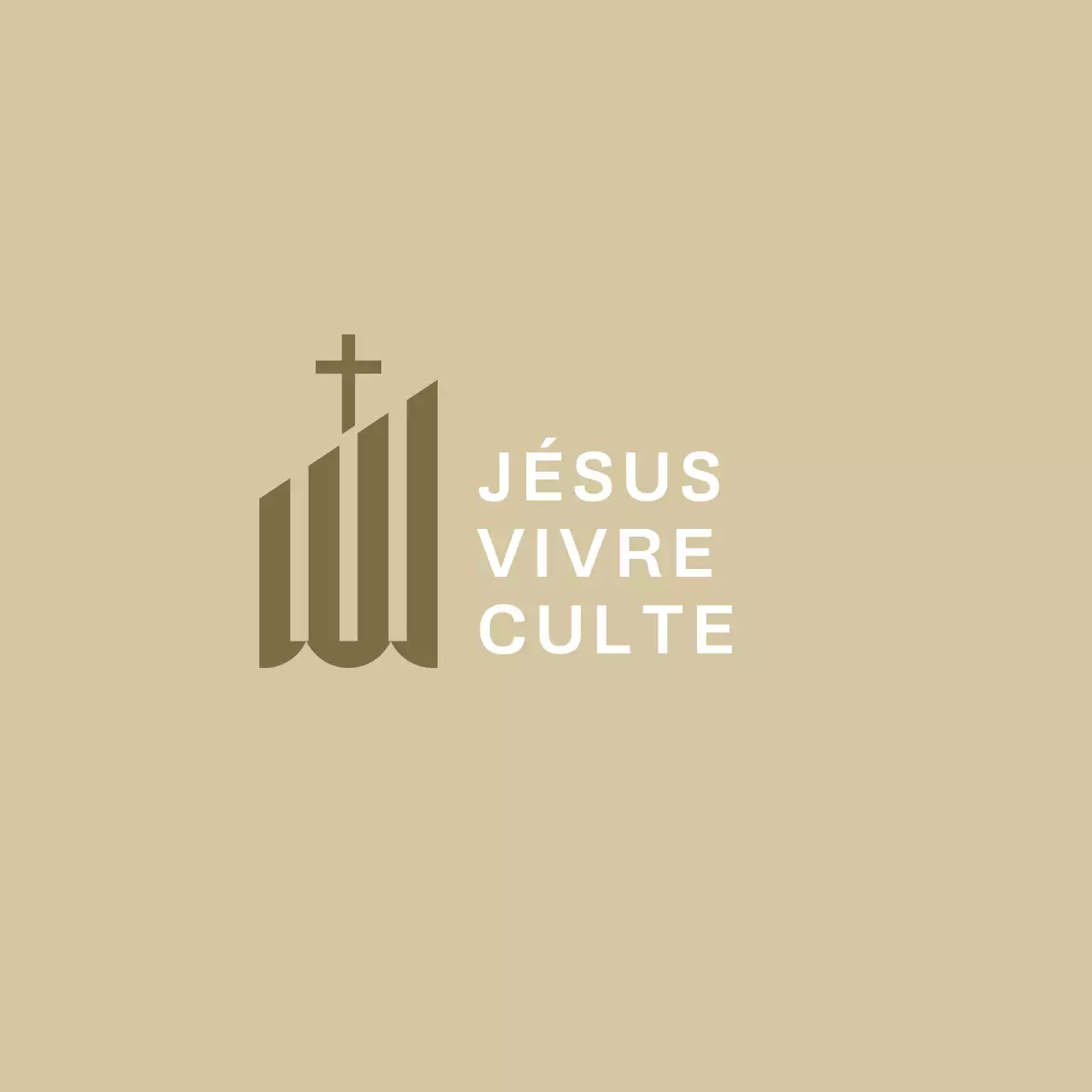 Logo typographique religieux avec illustration d'un bâtiment simple