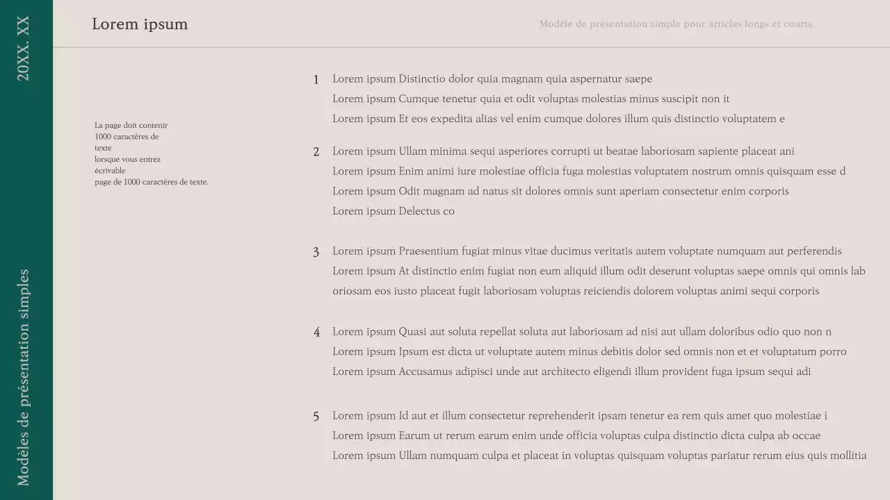 Une proposition de présentation simple en vert et beige