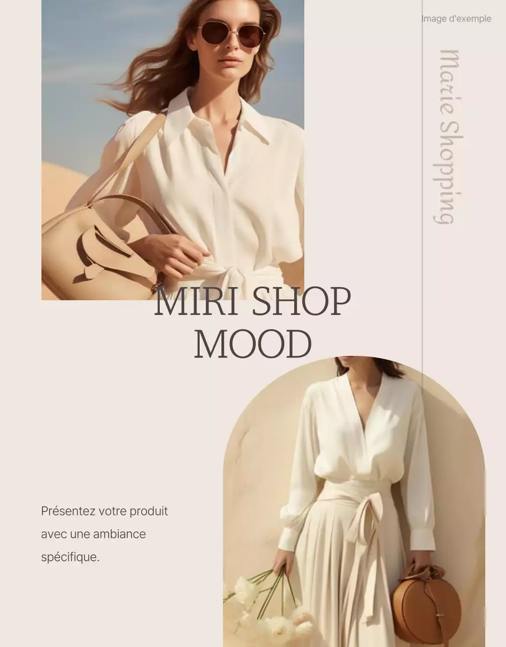 Promotion d'un centre commercial de mode moderne sur fond beige
