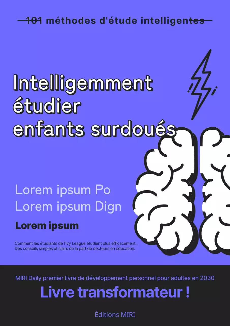 Une couverture de livre moderne en violet et noir pour How Gifted People Study.