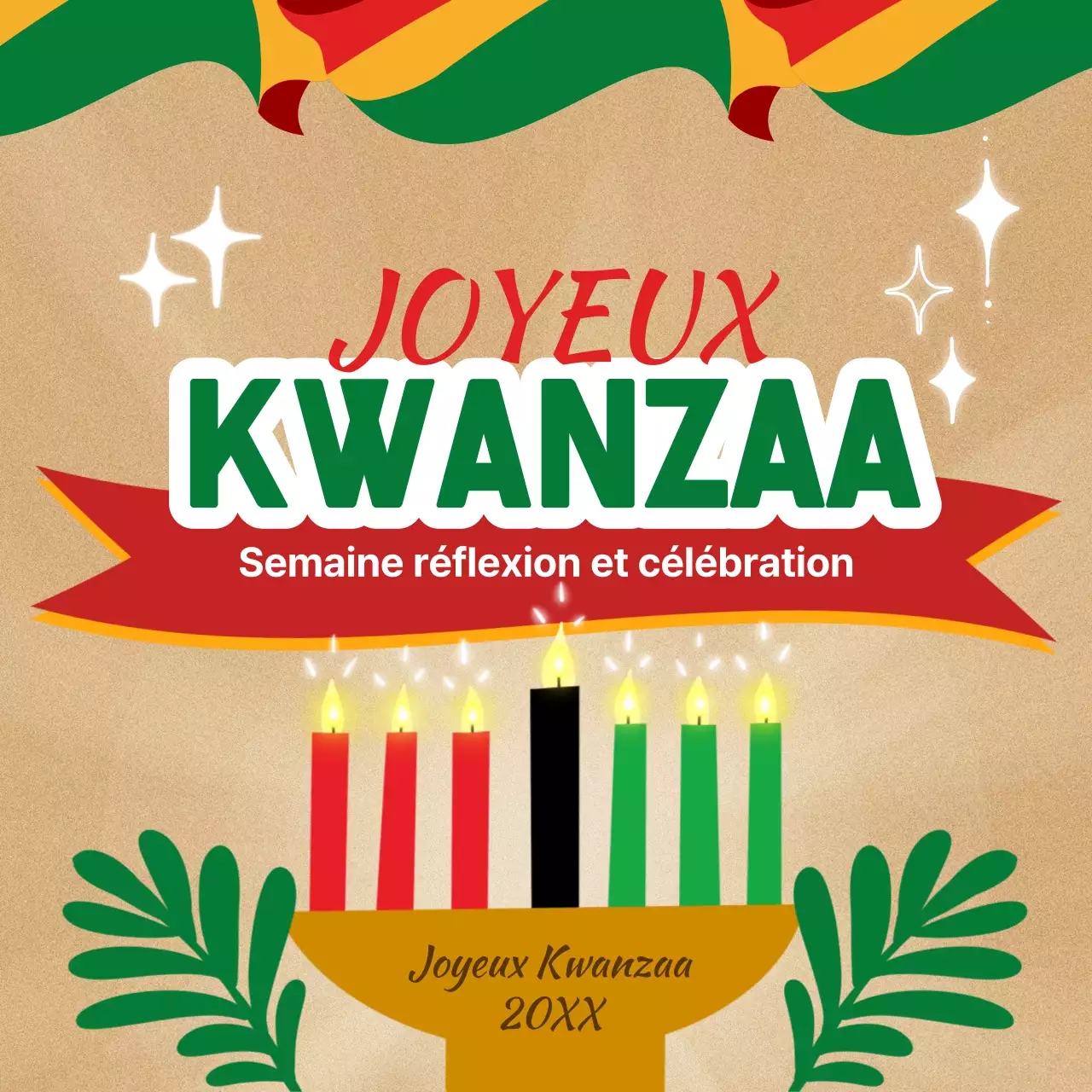 Publicité verte et rouge pour la célébration de Kwanzaa