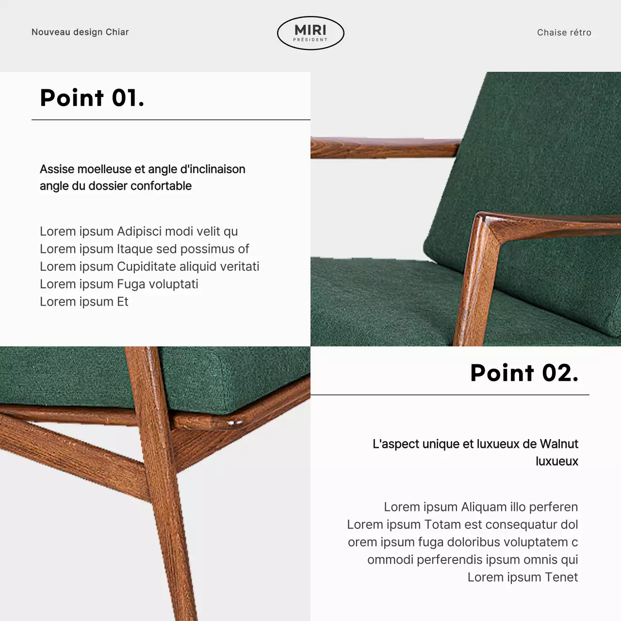 Brand une chaise simple en gris et vert