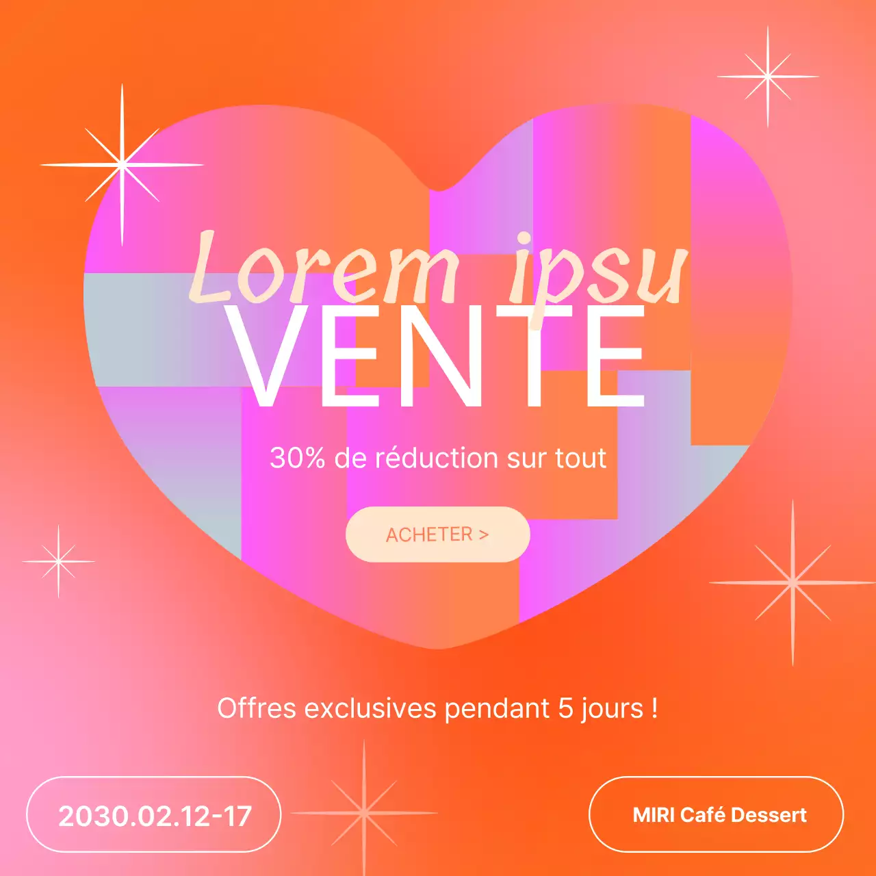 Une jolie publicité orange et rose pour les soldes de la Saint-Valentin