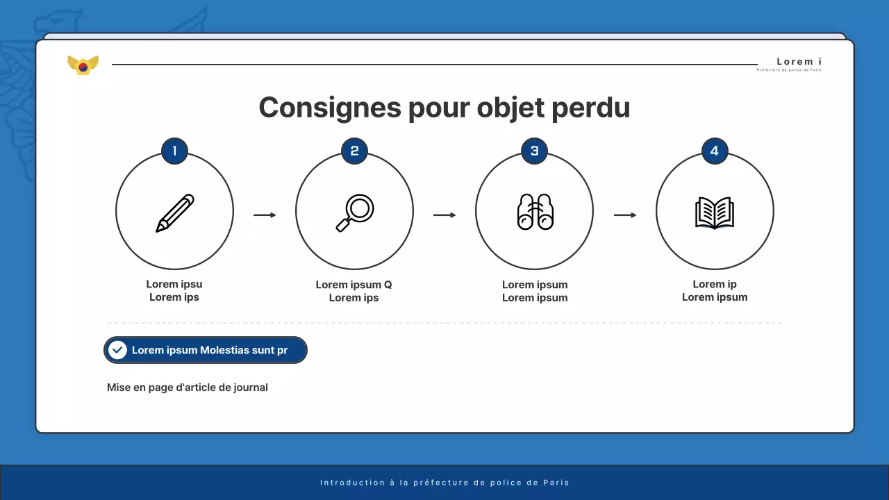 Affichage par défaut des bulletins d'information des commissariats de police en bleu et bleu marine