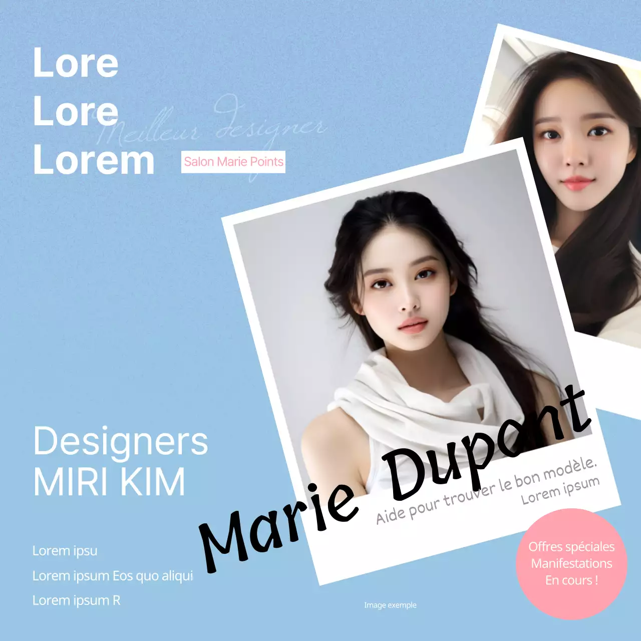 Un poste de meilleur designer moderne en bleu clair et rose