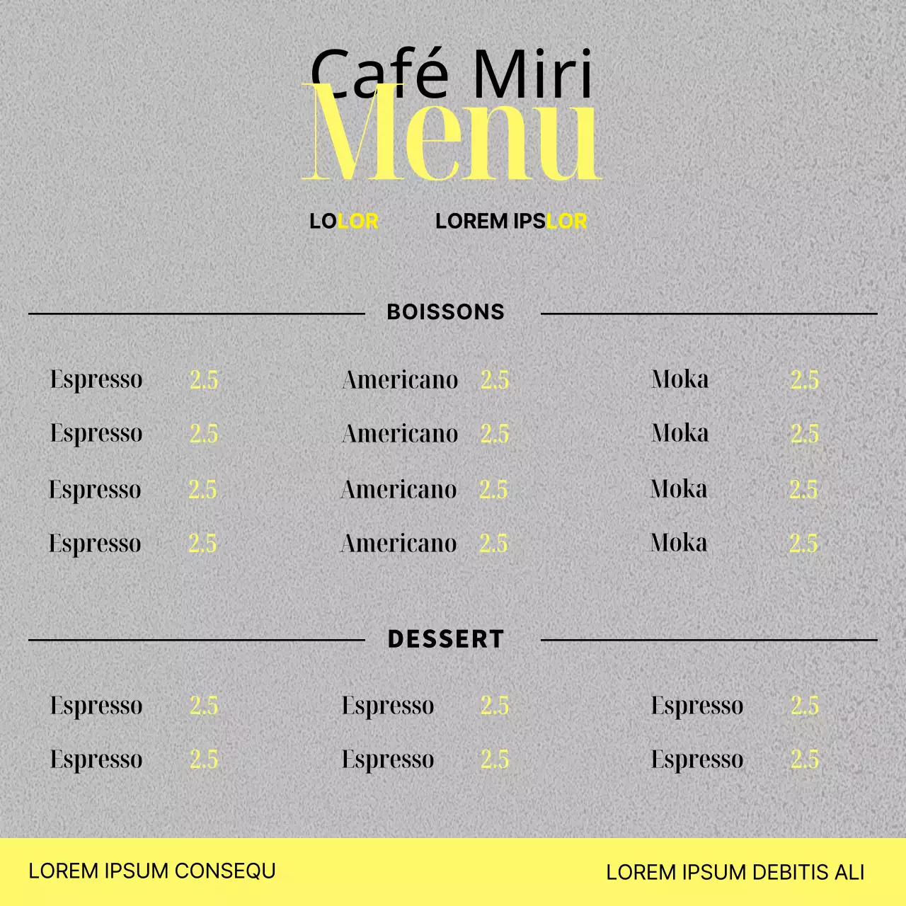 Poste de conception pour le propriétaire d'un café branché en jaune et noir