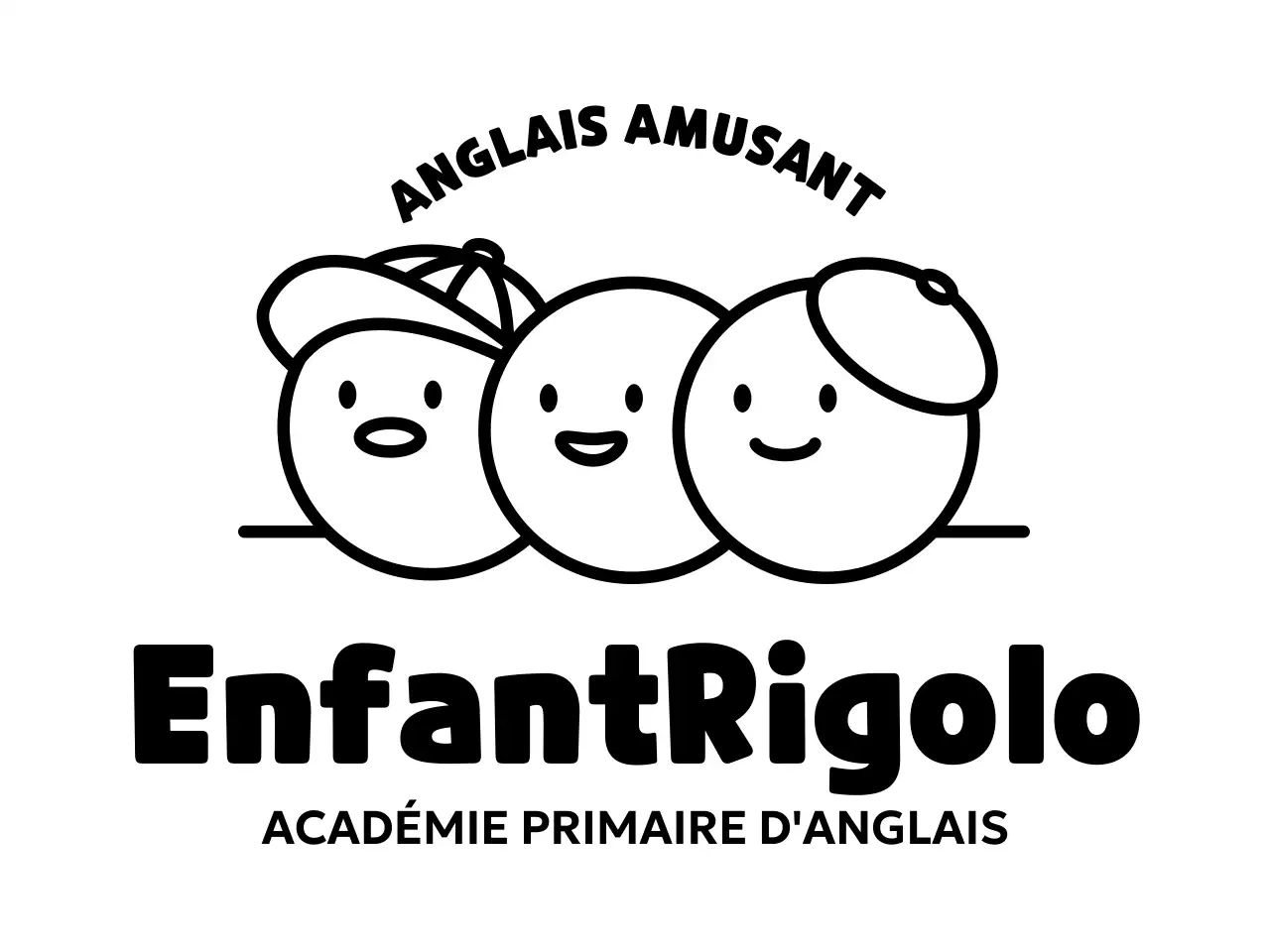 Conception d'une école de langue anglaise avec une jolie illustration en forme de cercle