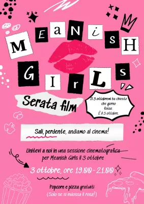 Invito alla Movie Night in stile pop rosa e nero