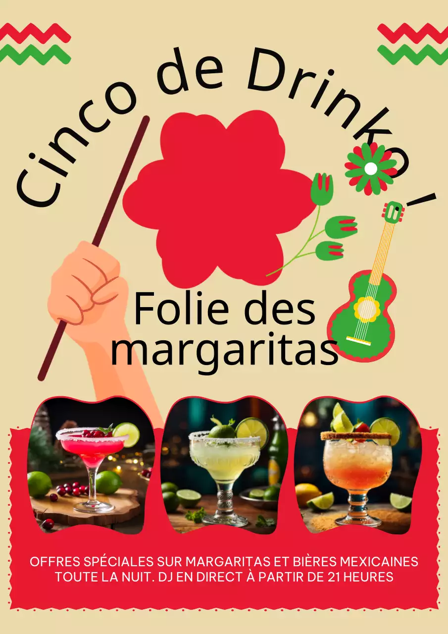 Vert et rouge Kitsch Cinco de Mayo Drinks Event Advertisement