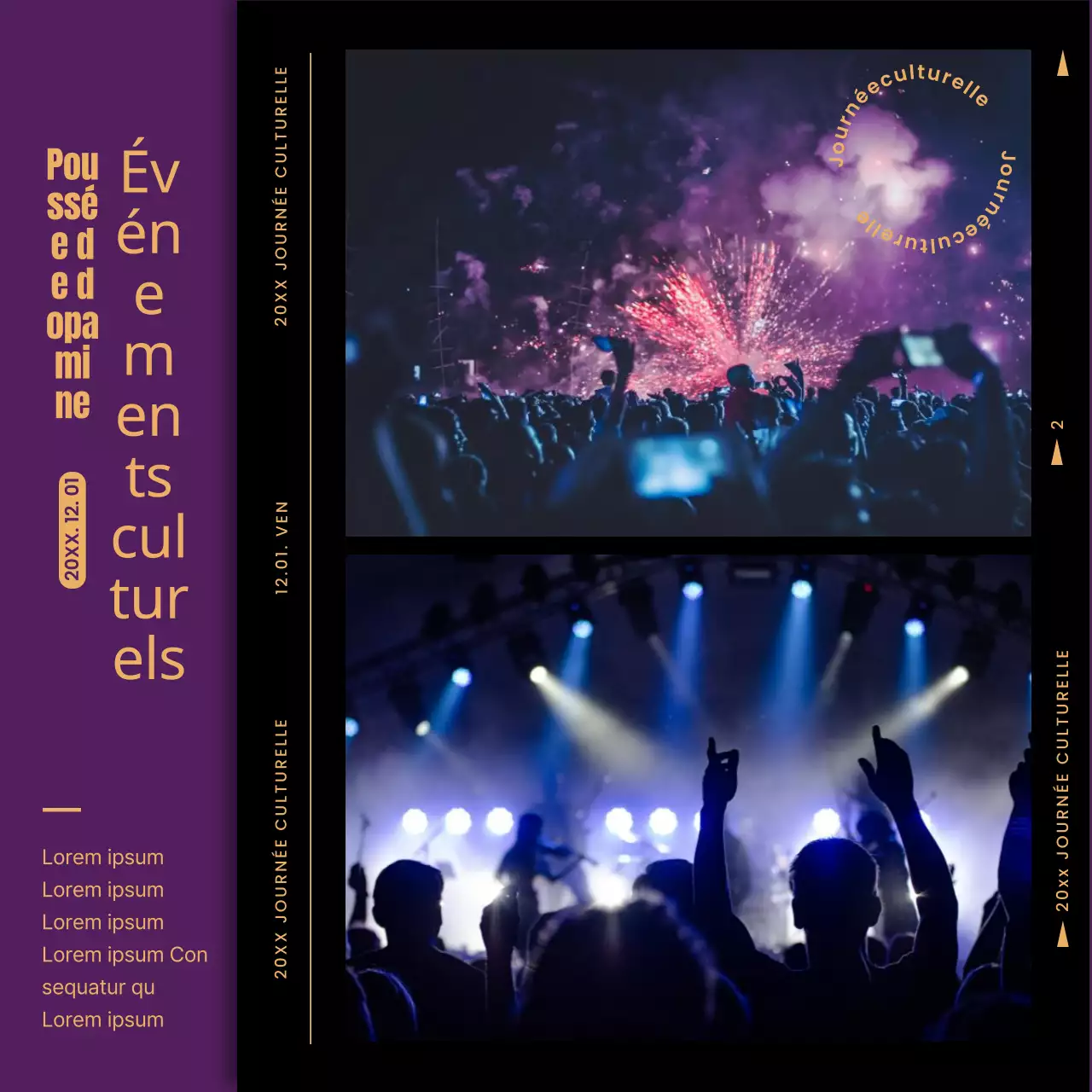 Promouvoir un événement d'entreprise tendance en violet et orange