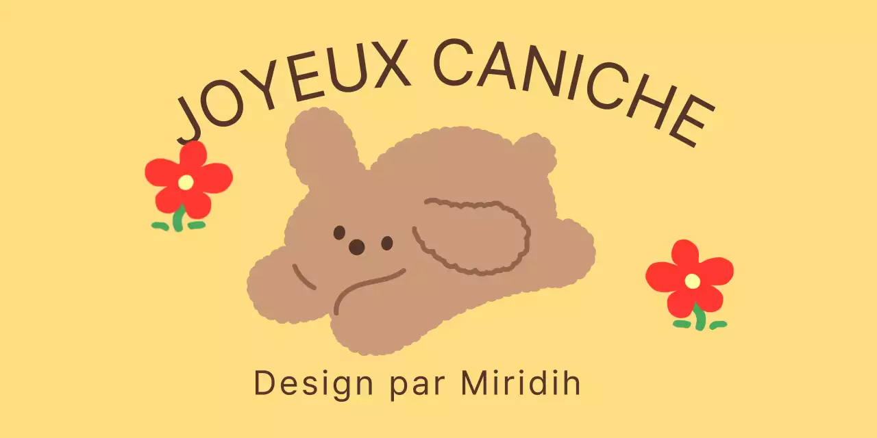 Mignon, marchandise personnelle conceptuelle avec des illustrations de chiots et de fleurs