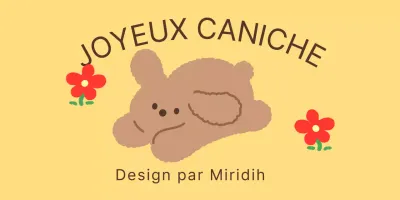 Mignon, marchandise personnelle conceptuelle avec des illustrations de chiots et de fleurs
