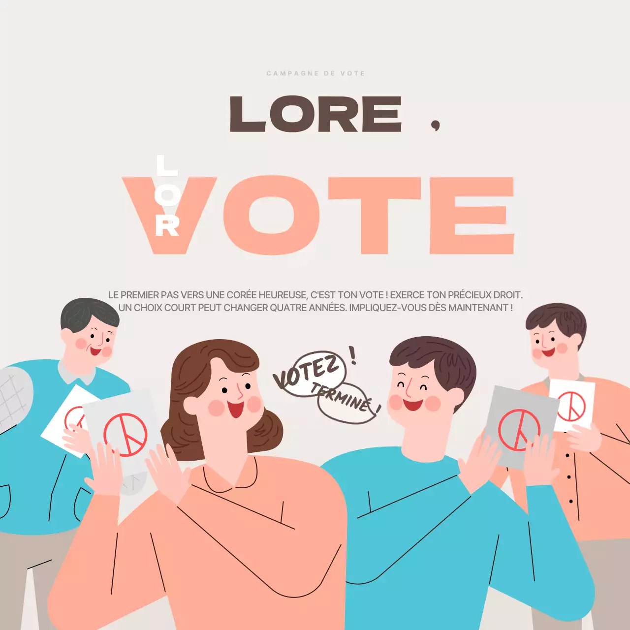 Faites sortir le vote en orange et bleu clair