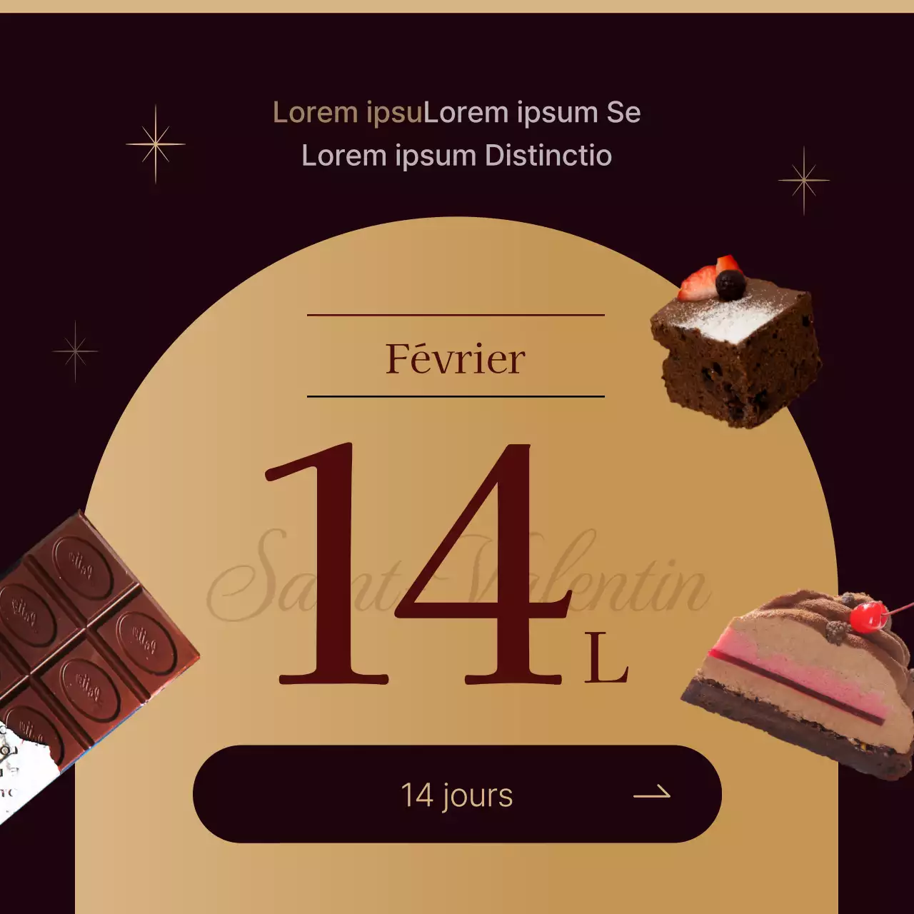 Flyer de la Saint-Valentin en marron et beige avec une touche de classe