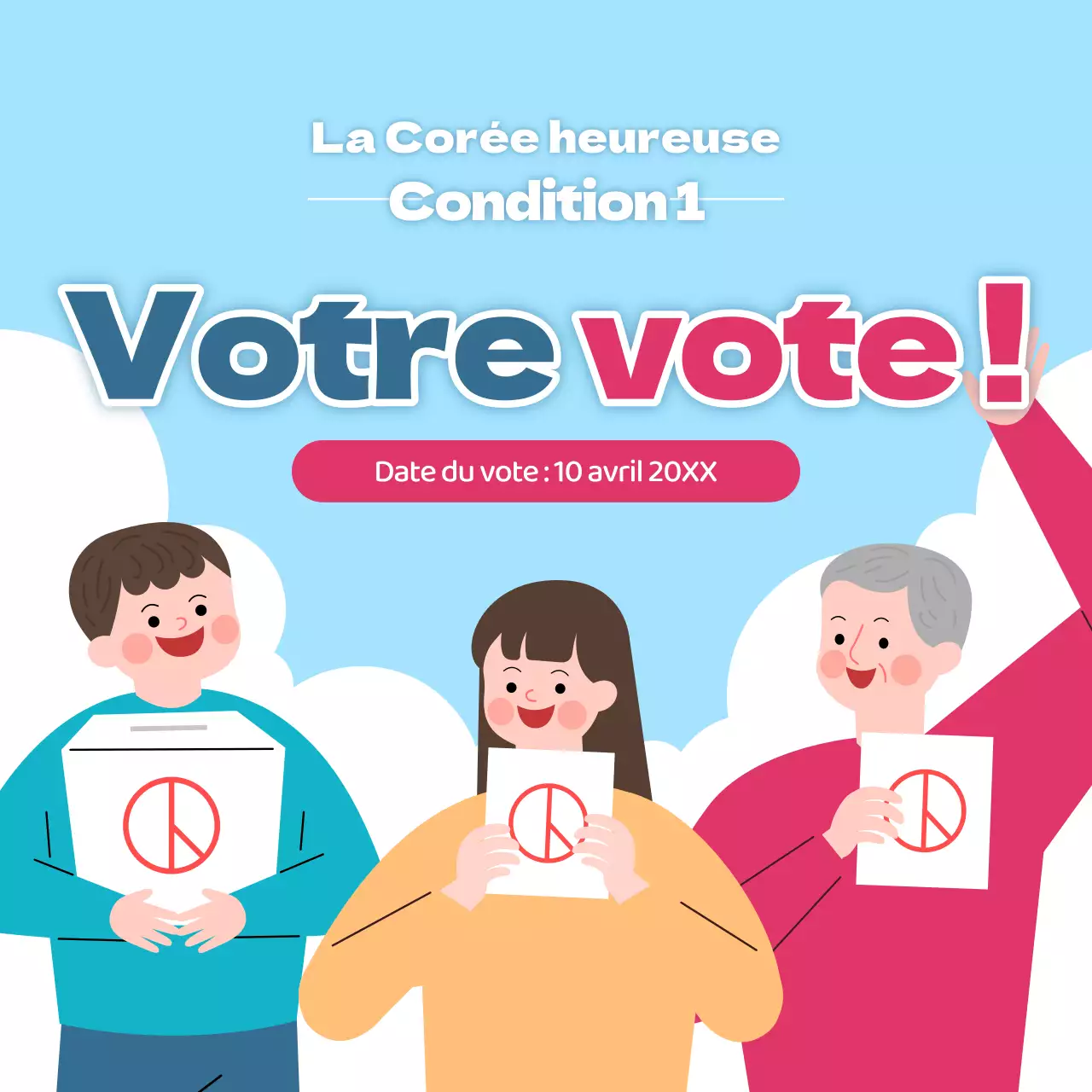Une simple campagne bleue et rouge pour encourager le vote