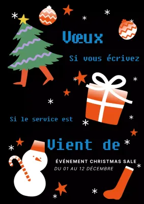 Invitation pop-up de Noël en noir et blanc