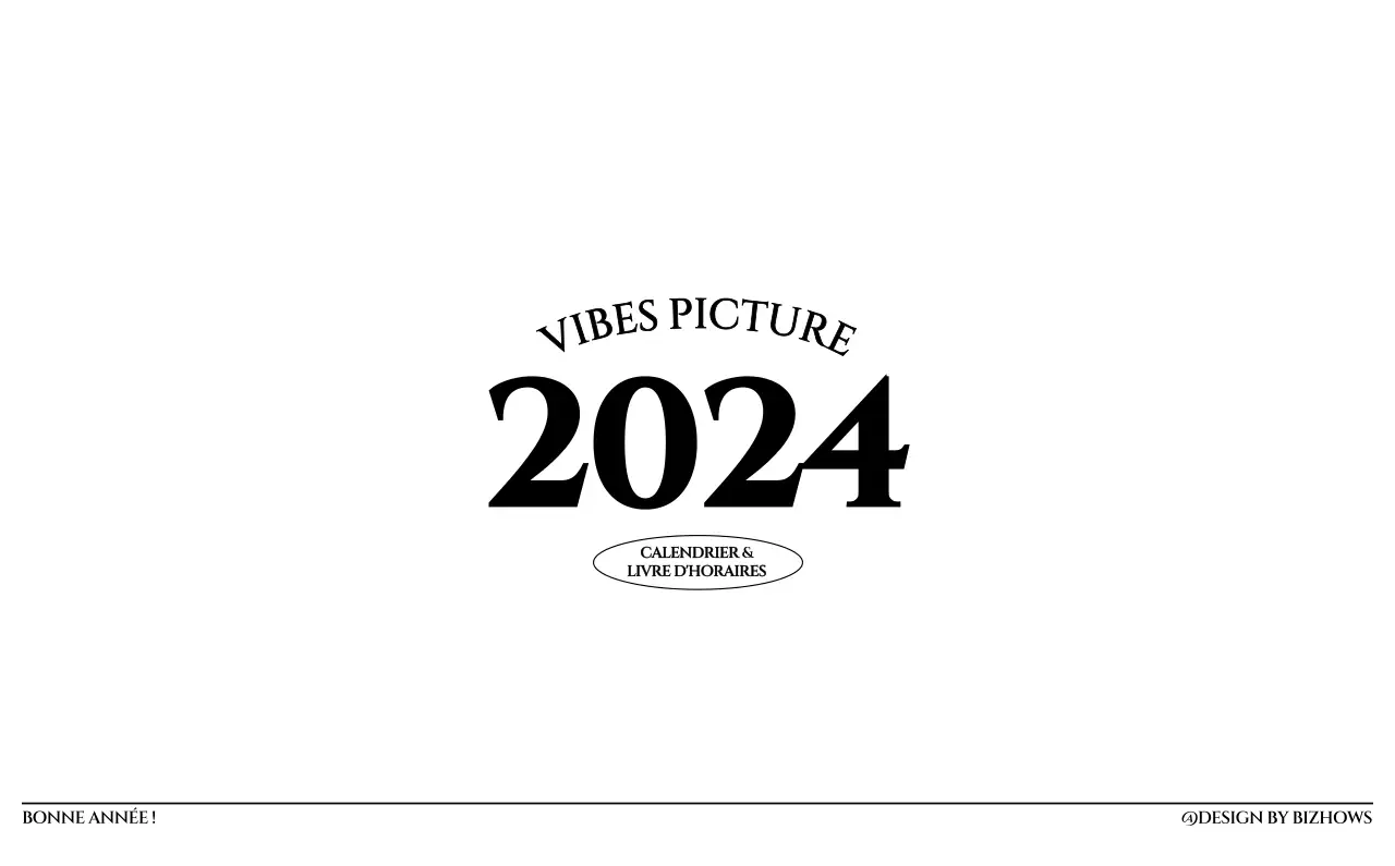 Calendrier mural de style simple avec concept de photographie de voyage émotionnelle en noir et blanc