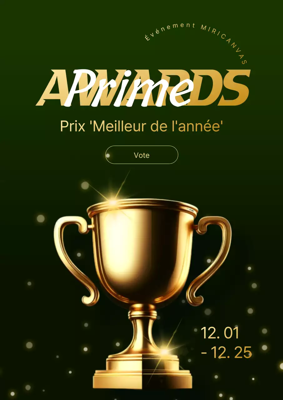 Une publicité luxueuse pour la remise des prix de fin d'année en kaki et or