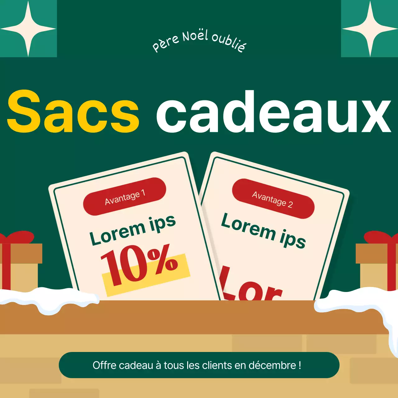 Annoncez un joli paquet de modèles de Noël en vert et rouge