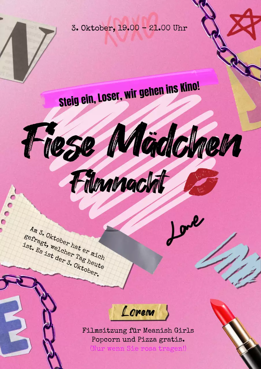 Pink Pop Movie Night Werbung