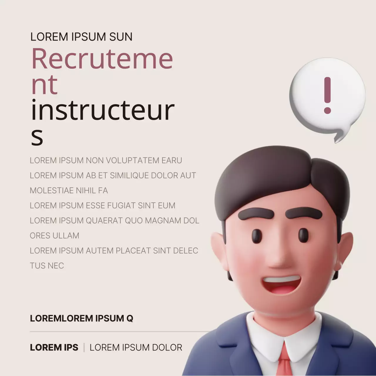 Un simple avis de recrutement de tuteurs de couleur marron et beige