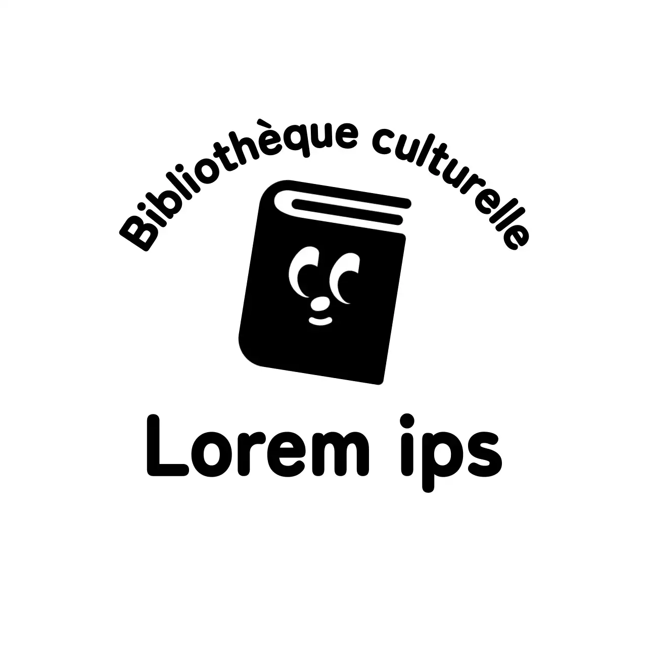 Logo d'une bibliothèque avec une jolie illustration de livre