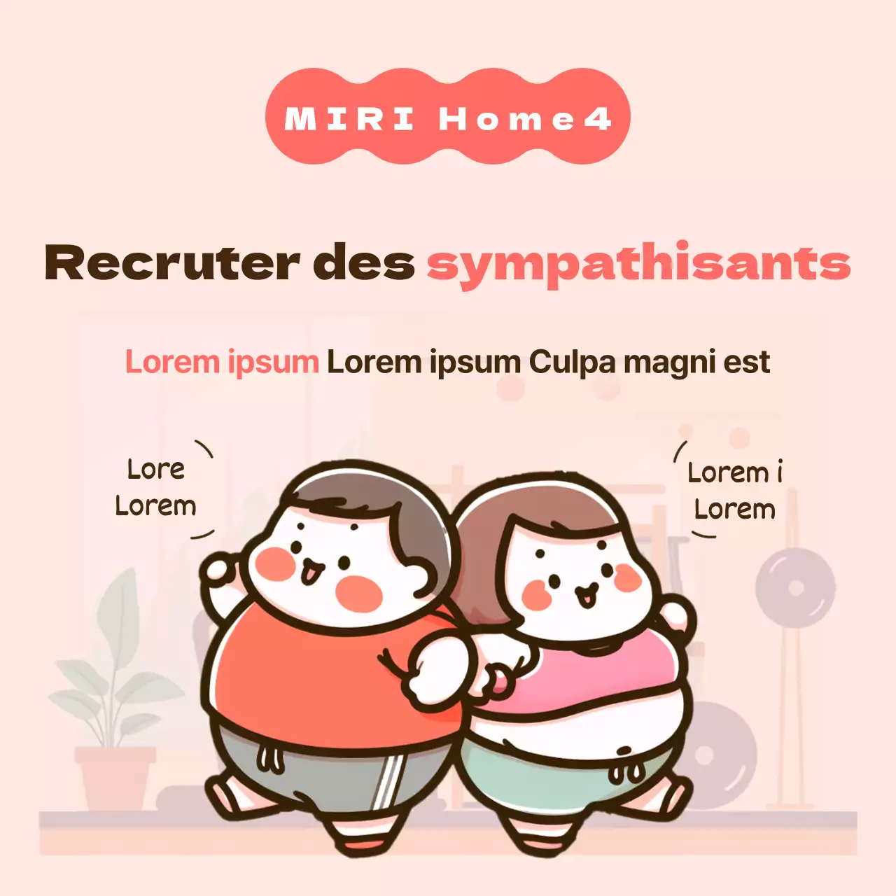 Promouvoir une simple séance d'entraînement à domicile en rose et marron pour recruter des sympathisants