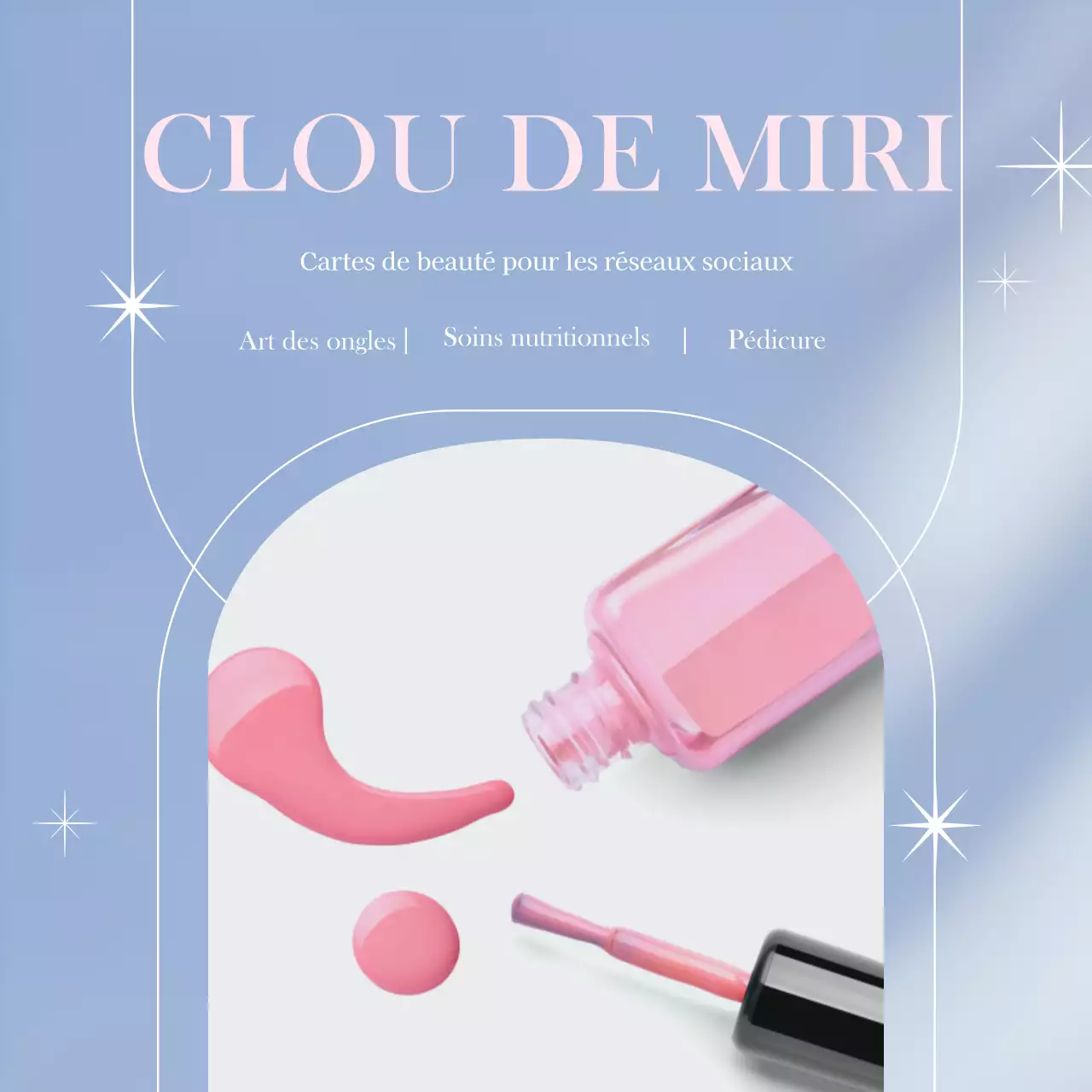 Promouvoir un simple salon de beauté de nail art en bleu clair