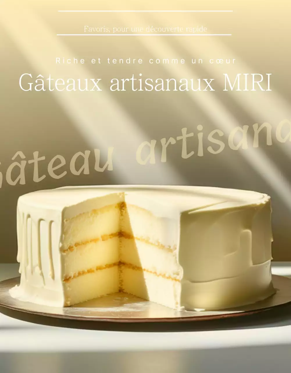 Annonce de la vente d'un simple gâteau beige et ivoire
